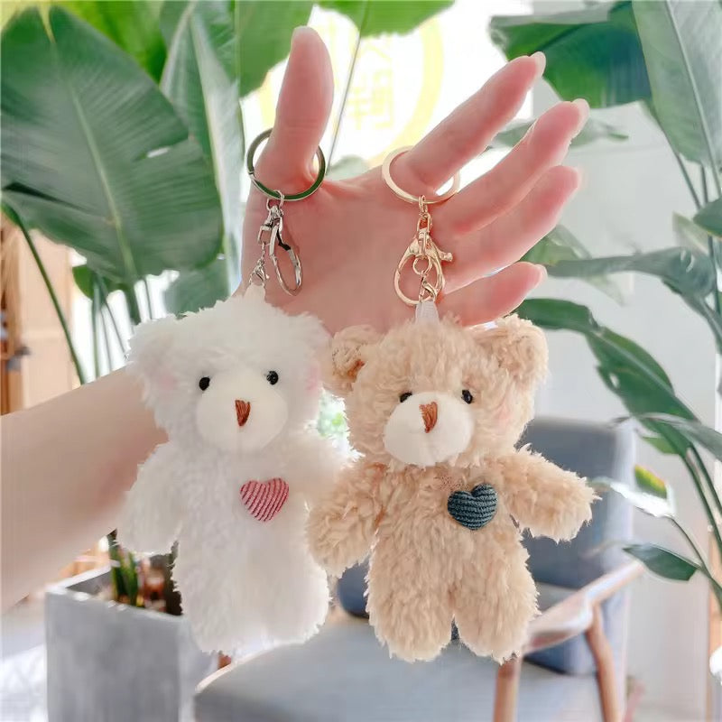 PK 55 White Teddy Bear 3D Plush Toy Keychain ( 1 pc ) Imported Premium Quality