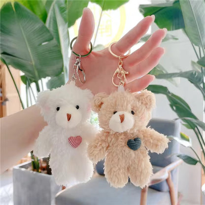PK 55 White Teddy Bear 3D Plush Toy Keychain ( 1 pc ) Imported Premium Quality