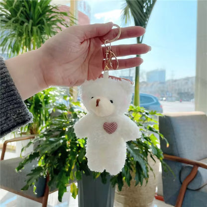 PK 55 White Teddy Bear 3D Plush Toy Keychain ( 1 pc ) Imported Premium Quality