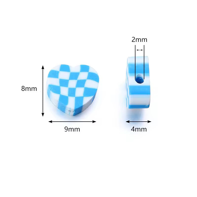 BBB 365 Checked Heart Bead ( 1 pc ) lucite polymer