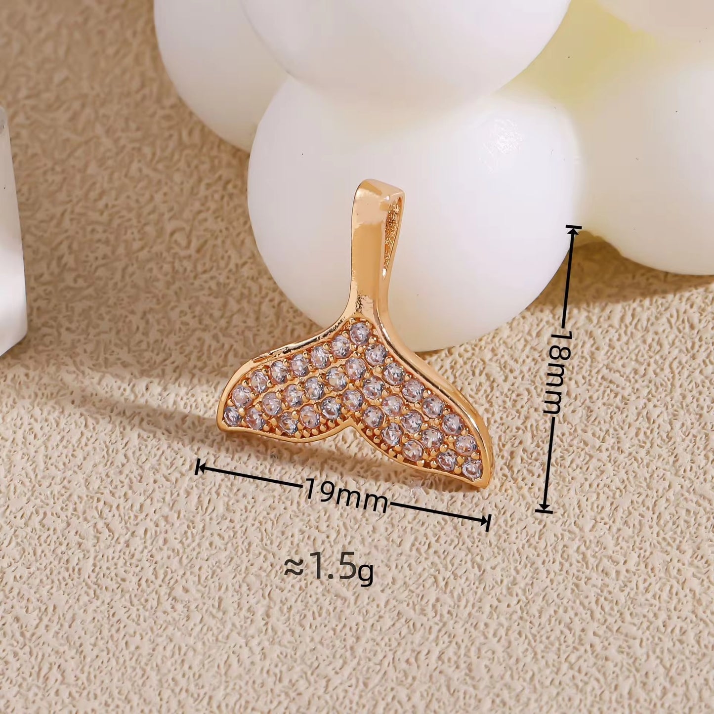 SS 3162 Fishtail Zircon charm ( 1 pc ) Anti tarnish