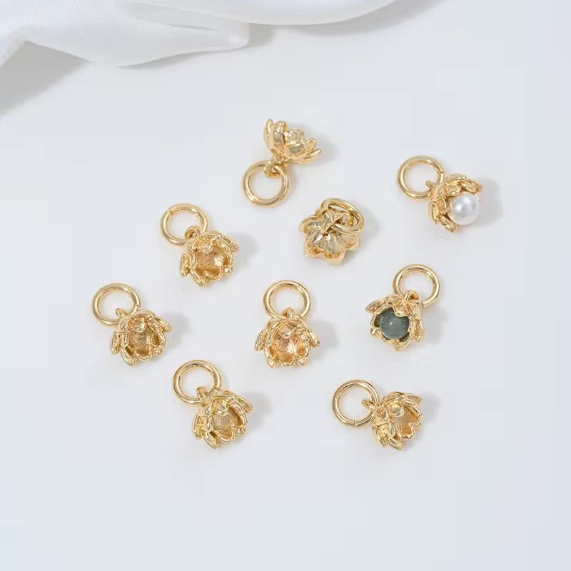 SS 3164 Flower 14k Gold plated charm ( 1 pc ) Anti tarnish