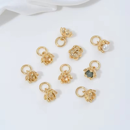 SS 3164 Flower 14k Gold plated charm ( 1 pc ) Anti tarnish