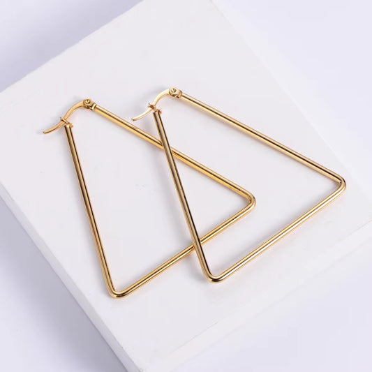 SS 2813 Triangle Hoops - 18k gold plated stainless steel ( 2 pc ) anti tarnish