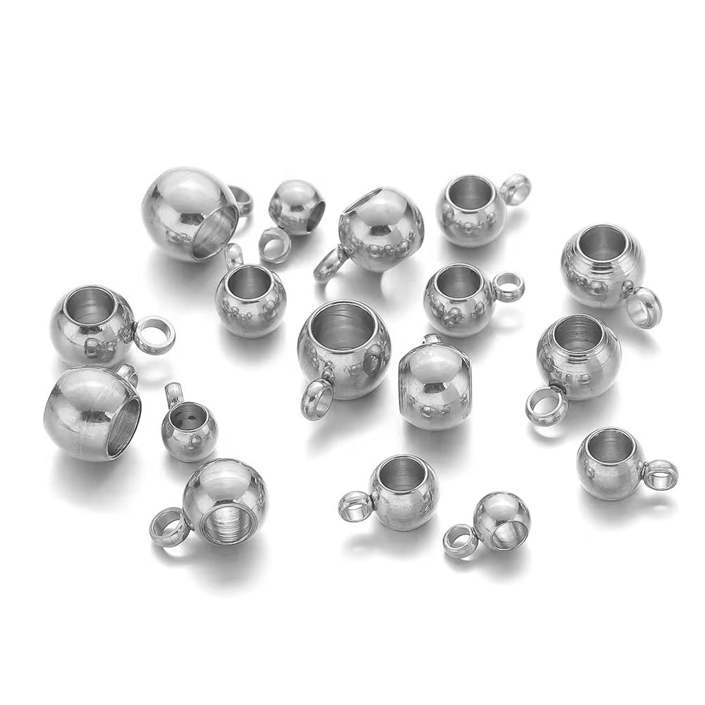 SS 2353 spacer bead with charm loop Silver plated Stainless steel ( 1 pc ) Anti tarnish