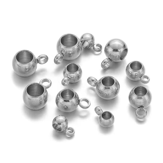 SS 2353 spacer bead with charm loop Silver plated Stainless steel ( 1 pc ) Anti tarnish