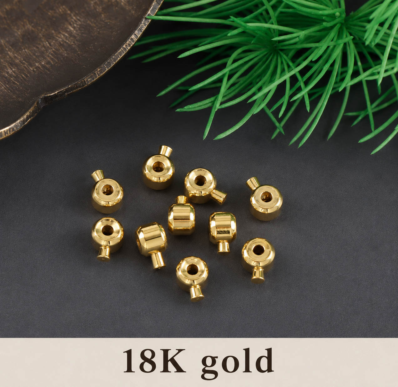 SS 3004 Chain End Locker Crimp ( 1 pc ) 18k Gold plated