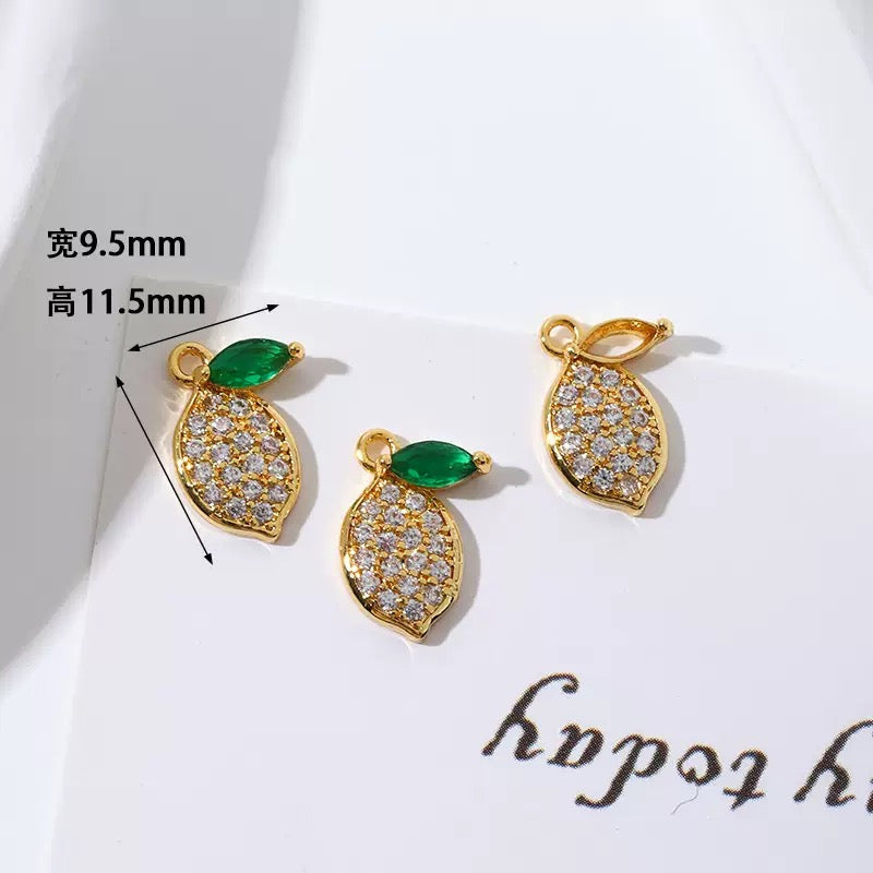 GPC22G Lemon zircon charm ( 1 pc ) 18k gold plated
