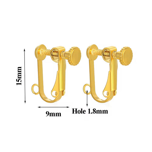 SS 593 Clip On Earrings 18k gold PVD plated 316 stainless steel ( 2 pc ) anti tarnish