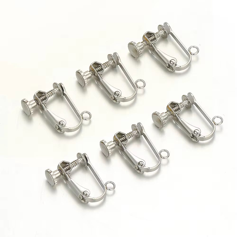 SS 592 Clip On Earrings Silver PVD plated 316 stainless steel ( 2 pc ) anti tarnish
