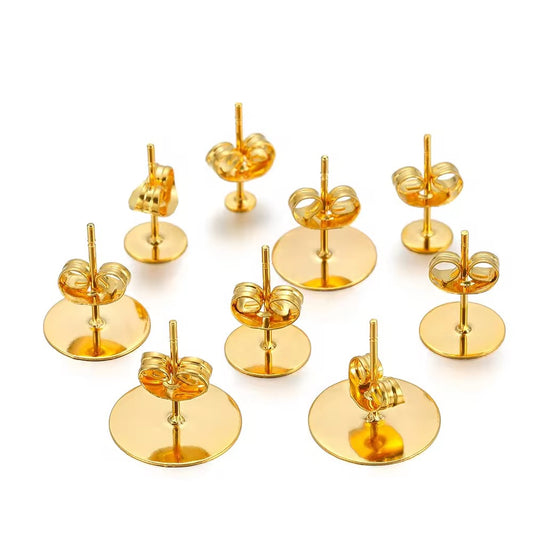 SS 1310 Flat Stud Earrings 18k Gold PVD plated 316 stainless steel ( 2 pc ) anti tarnish