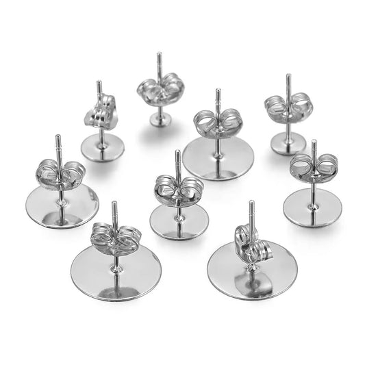 SS 1309 Flat Stud Earrings Silver PVD plated 316 stainless steel ( 2 pc ) anti tarnish