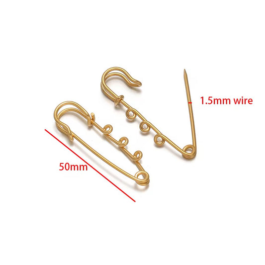 SS 595 Safety Pin loop Charm 18k Gold PVD plated 316 Stainless steel ( 1 pc ) Anti tarnish
