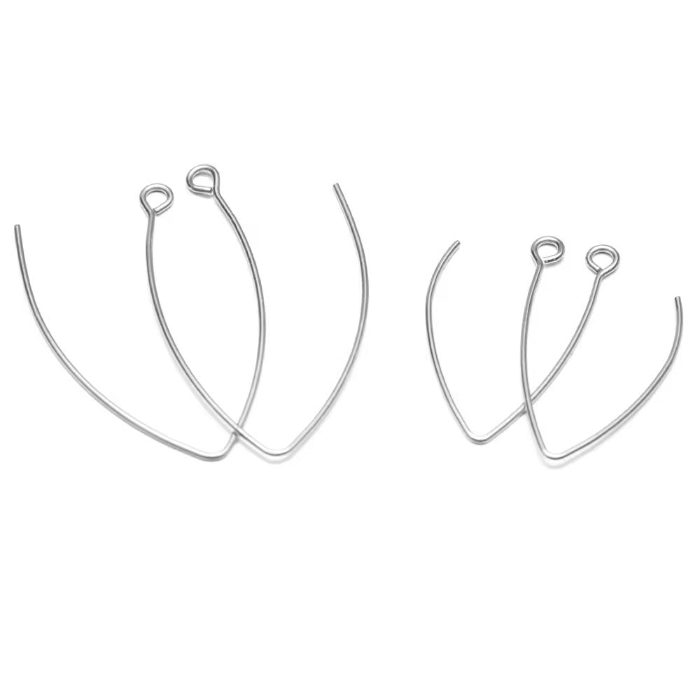 SS 596 V shape 30mm Silver plated 316 stainless steel Hoop ( 2 pc ) - anti tarnish