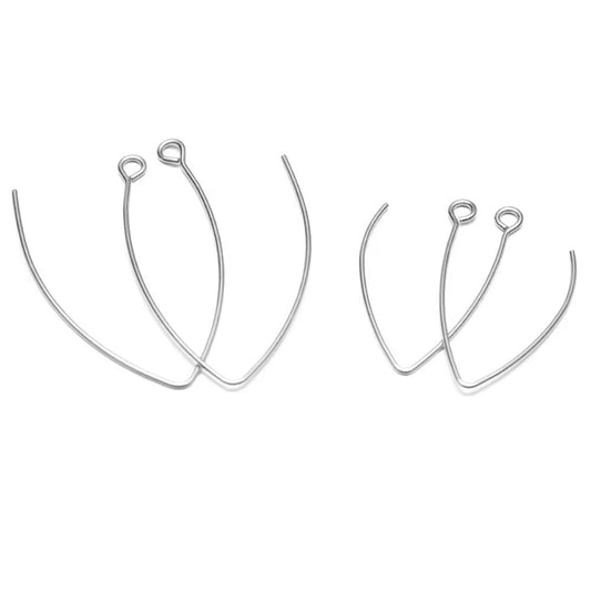 SS 596 V shape 30mm Silver plated 316 stainless steel Hoop ( 2 pc ) - anti tarnish