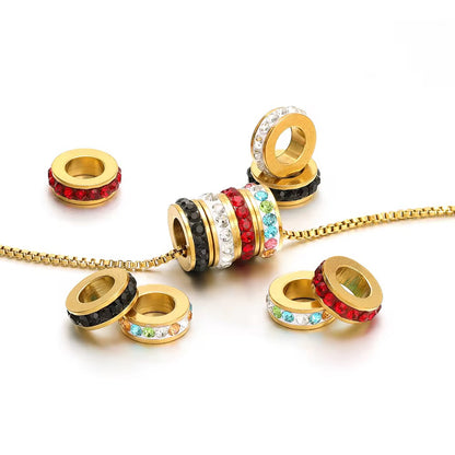 SS 598 Clear Zircon Spacer bead 18k Gold PVD plated 316 Stainless steel ( 1 pc ) Anti tarnish ( 10 mm )