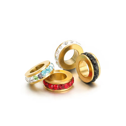 SS 598 Clear Zircon Spacer bead 18k Gold PVD plated 316 Stainless steel ( 1 pc ) Anti tarnish ( 10 mm )
