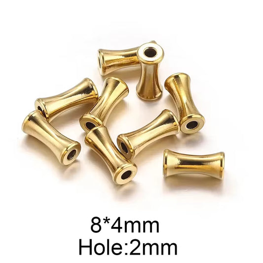 SS 2104 Tube Spacer bead 18k Gold PVD plated 316 Stainless steel ( 1 pc ) Anti tarnish ( 8*4 mm )