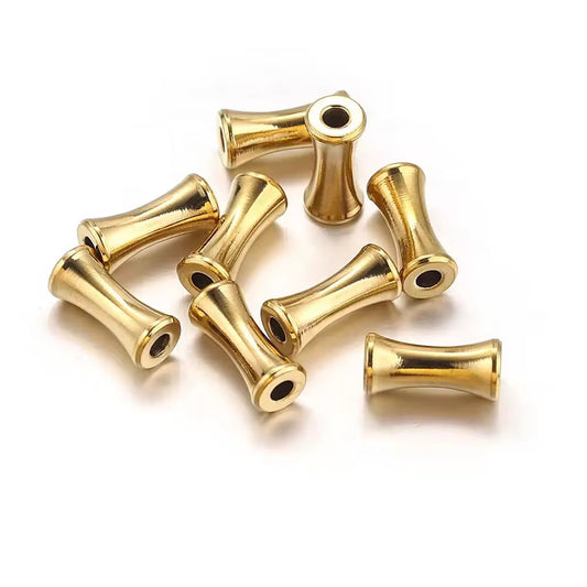 SS 2104 Tube Spacer bead 18k Gold PVD plated 316 Stainless steel ( 1 pc ) Anti tarnish ( 8*4 mm )