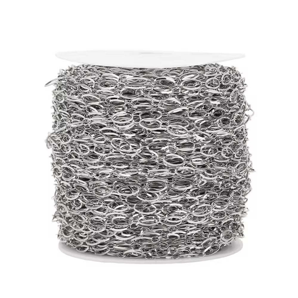CN 95 Oval link Chain Silver Stainless steel ( 1 Feet ) Anti tarnish