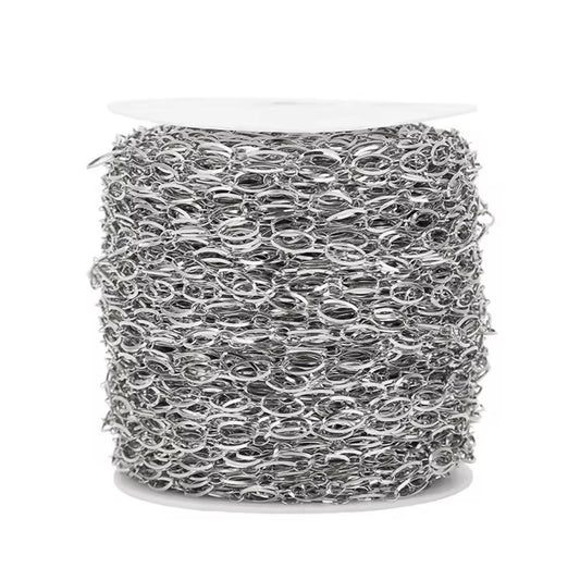 CN 95 Oval link Chain Silver Stainless steel ( 1 Feet ) Anti tarnish