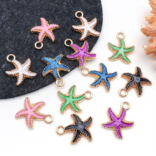 BBB 337 Starfish enamel charm ( 1 pc ) High quality shine ( 15:18 mm )