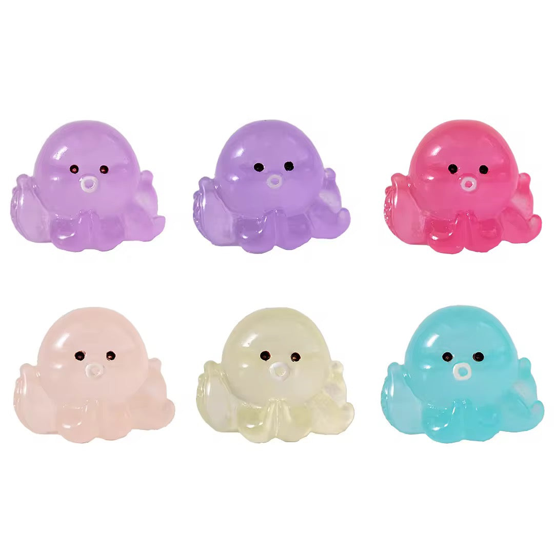 BRC 005 Mini octopus glow in the dark resin miniature figurine with hook ( 1 pc )