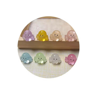 BRC 005 Mini octopus glow in the dark resin miniature figurine with hook ( 1 pc )