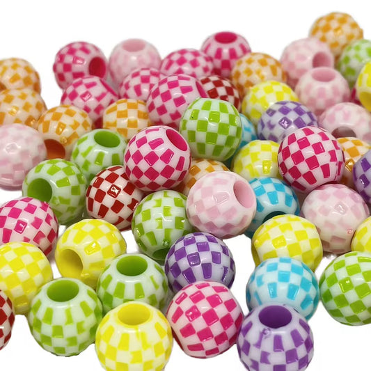 BBB 381 Checked Round Bead ( 1 pc ) Shiny Acrylic ( 12mm )