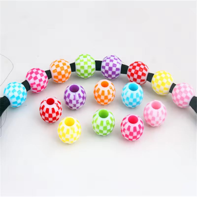 BBB 381 Checked Round Bead ( 1 pc ) Shiny Acrylic ( 12mm )
