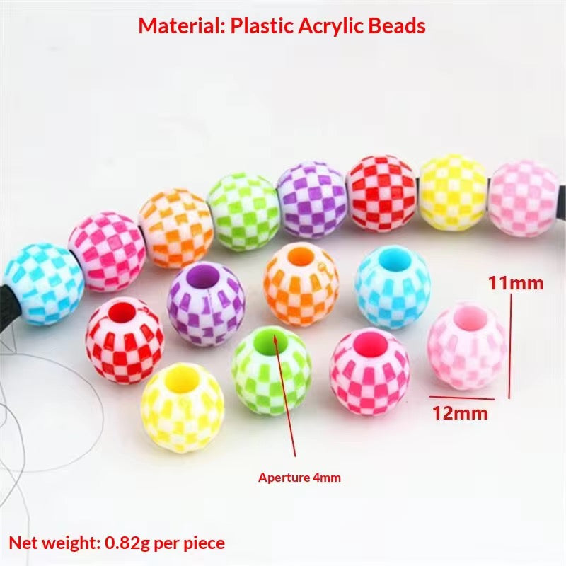 BBB 381 Checked Round Bead ( 1 pc ) Shiny Acrylic ( 12mm )