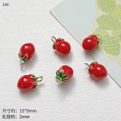 GPC 06 (I) Tomato Fruit enamel 14k gold plated charm ( 1 pc ) Anti tarnish