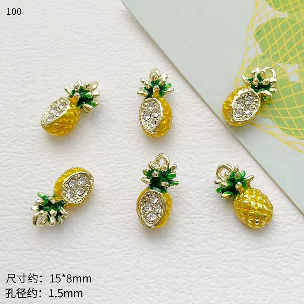 SS 2878 Pineapple Fruit enamel 14k gold plated charm ( 1 pc ) Anti tarnish
