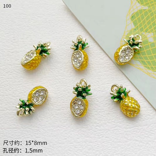 SS 2878 Pineapple Fruit enamel 14k gold plated charm ( 1 pc ) Anti tarnish