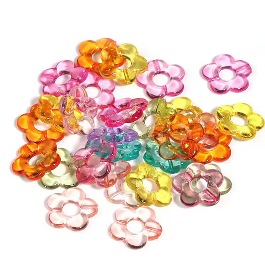 BBB 383 Floral Five petal clear Bead ( 1 pc ) Shiny Acrylic ( 20mm )