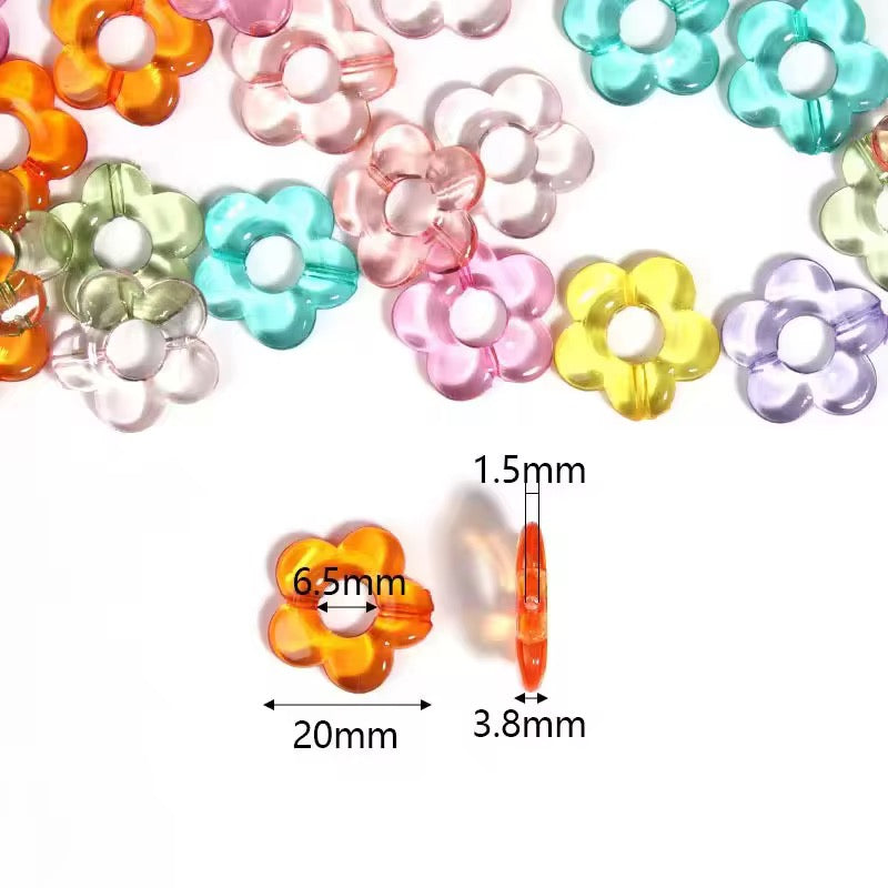 BBB 383 Floral Five petal clear Bead ( 1 pc ) Shiny Acrylic ( 20mm )