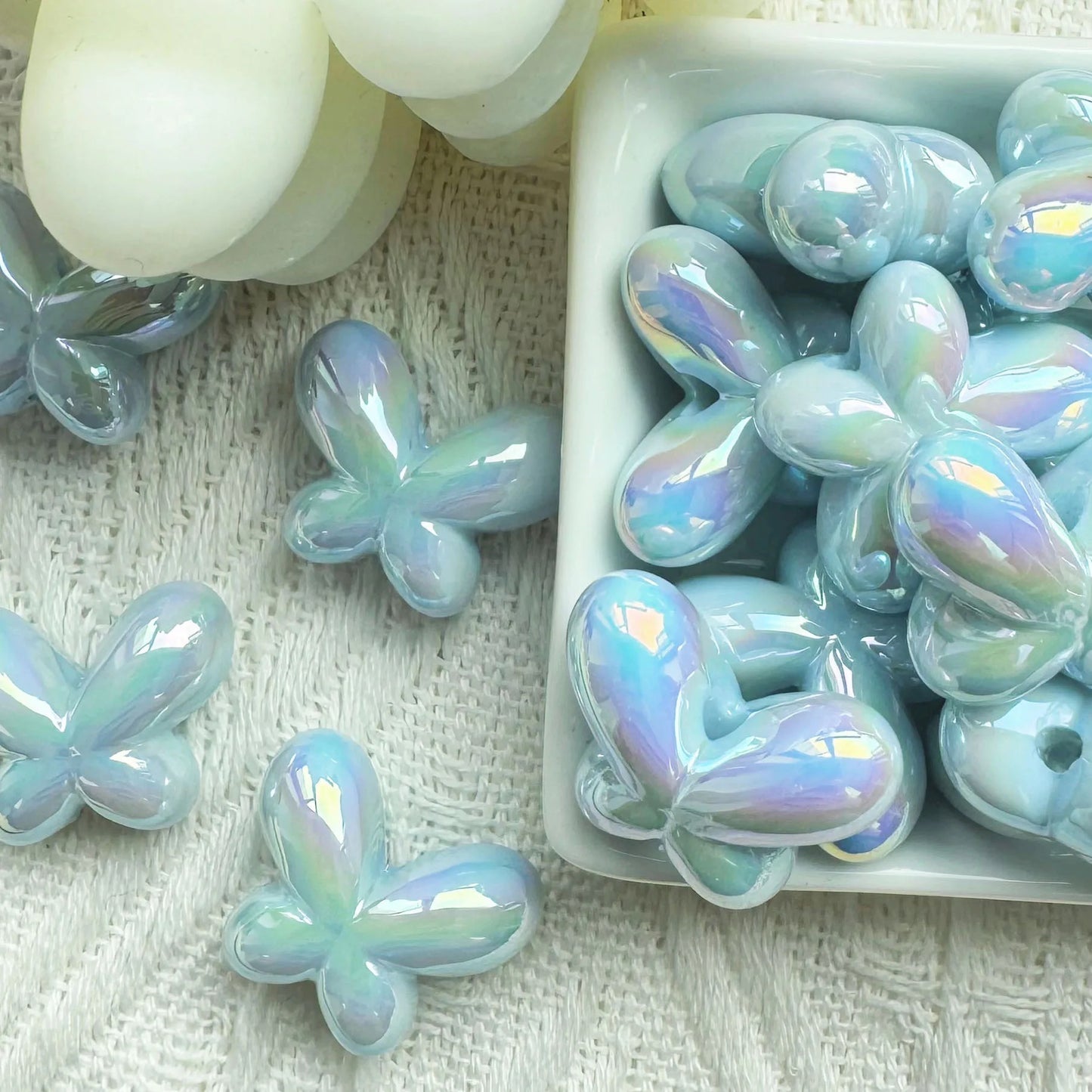 BBB 159 (E) Luminous Butterfly uv plated shiny irrediscent Acrylic bead ( 1 pc )