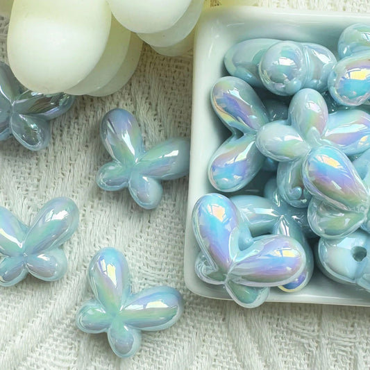 BBB 159 (E) Luminous Butterfly uv plated shiny irrediscent Acrylic bead ( 1 pc )