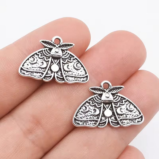 SS 2833 Silver Butterfly luna Moth Metal charm ( 1 pc ) High Quality ( 25:17.4 mm )