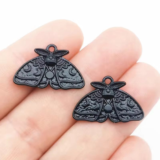 SS 2834 Black Butterfly luna Moth Metal charm ( 1 pc ) High quality ( 25:17.4 mm )
