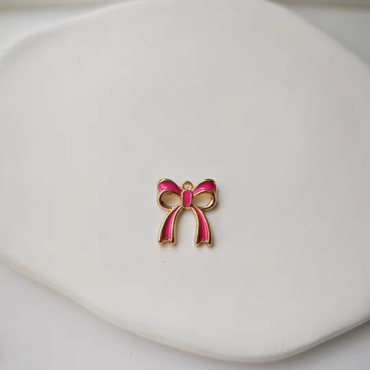 BBB 149 (d) Bright pink BowKnot Enamel Charm ( 1 pc )