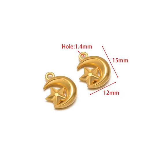 SS 2844 Moon & Star charm 18K Gold plated stainless steel ( 1 piece ) Anti tarnish