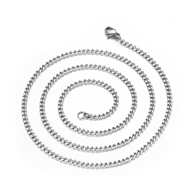 RC 80 Curb Chain Ready made chain Silver PVD plated 316 Stainless steel ( 1 pc ) Anti tarnish-with extension ( 1.5mm )