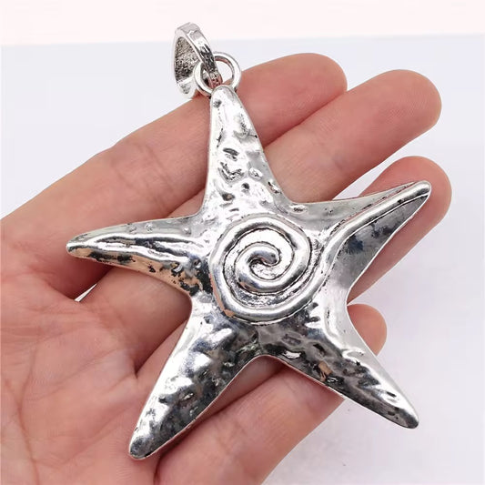 SS 2884 Silver Starfish Antique Metal charm ( 1 pc ) High quality ( 70:66 mm )