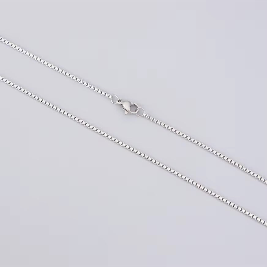 RC 78 Box Chain Ready made chain Silver PVD plated 316 Stainless steel ( 1 pc ) Anti tarnish-with extension ( 1.5mm )