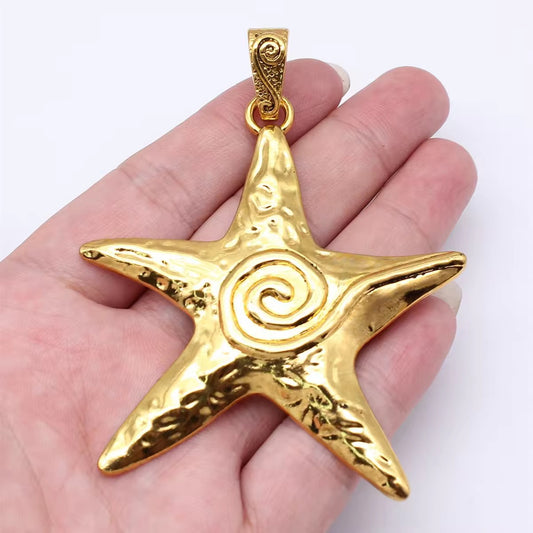 SS 2883 Gold Starfish Antique Metal charm ( 1 pc ) High quality ( 70:66 mm )