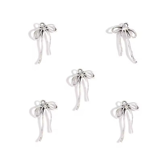 BBB 392 (b) Bow Silver metal Charm ( 1 pc ) High Quality Shine