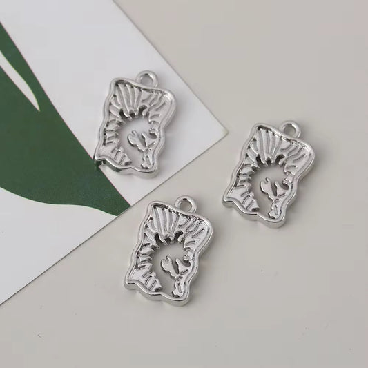 SS 2891 Irregular Rectangle Silver Plated Alloy Premium charm ( 1 pc ) Tarnish Resistant ( 15:11 mm )