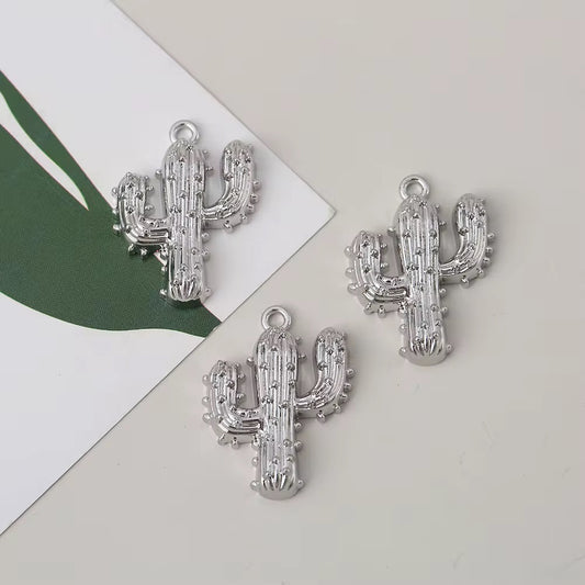 SS 2893 Cactus Silver Plated Alloy Premium charm ( 1 pc ) Tarnish Resistant ( 21:18 mm )