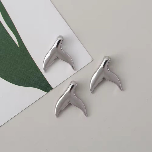 SS 2892 Whale Fin Silver Plated Alloy Premium charm ( 1 pc ) Tarnish Resistant ( 14:13 mm )